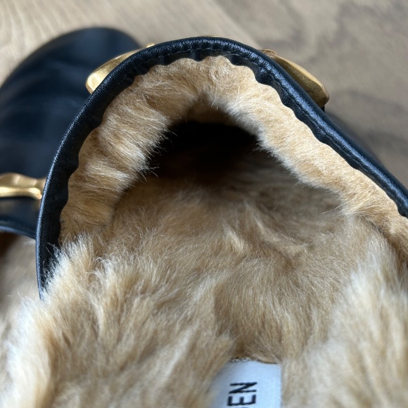Steve Madden Masin Black Leather Faux Fur Mule Slippers 10 - Picture 10 of 10